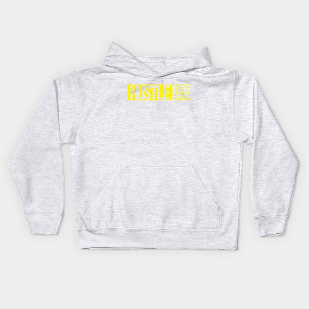 Hustle Time (yellow txt) Kids Hoodie by artofplo